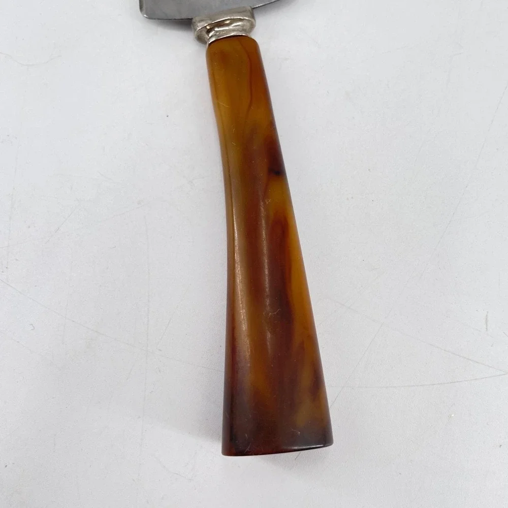 Vtg Bakelite Serving Set Cake Breaker Slicer Tongs faux tortoise shell